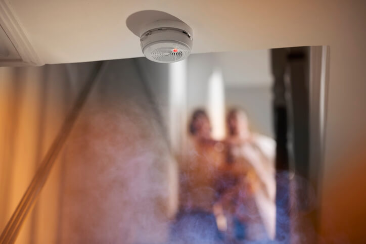 Smoke and smoke detector in a house