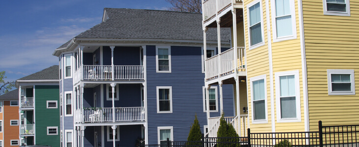 A row of condominium apartments in Massachusetts