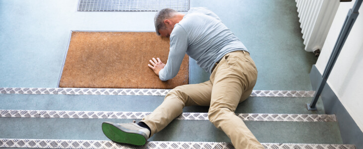 Man who has slipped on stairs