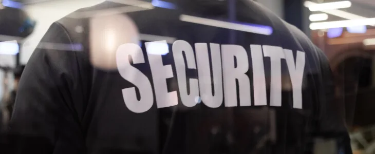 Back of security officer's shirt