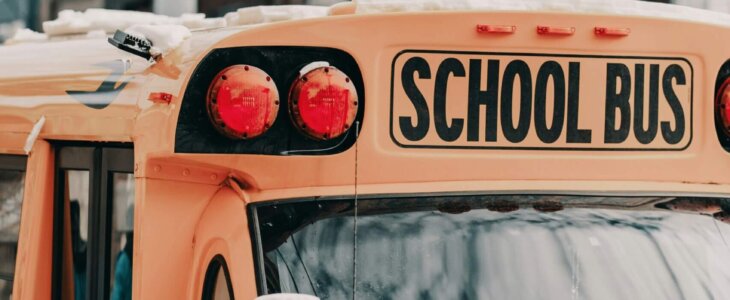 close up of a yellow school bus